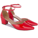 Sapato Feminino Scarpin Fivela Bico Fino Salto Grosso