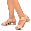 Sandalia feminna confortavel Salto Grosso Bloco Quadrado Elástico promoção