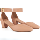 Sapato Feminino Salto Bloco Médio Bico Fino Preto com Fivela Elegante Confortável