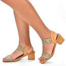 Sandalia feminna confortavel Salto Grosso Bloco Quadrado Elástico promoção